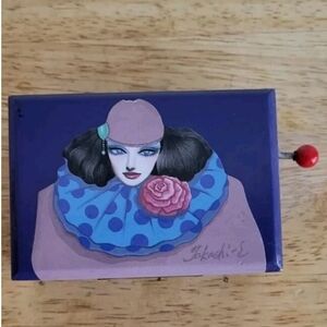 Vintage Clown Hand Crank Music Wooden Box (Plays Send In The Clowns)